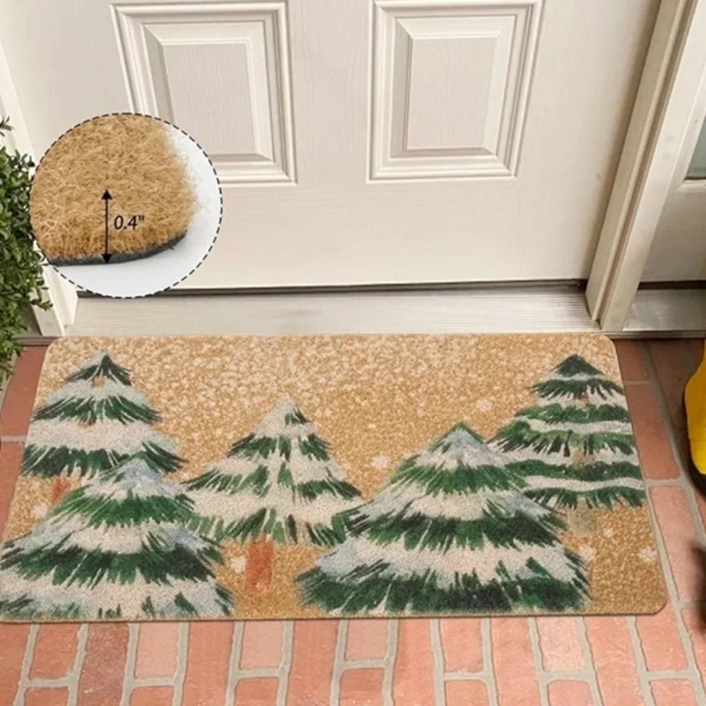 Winter Forest Coir Doormat - Green And Brown